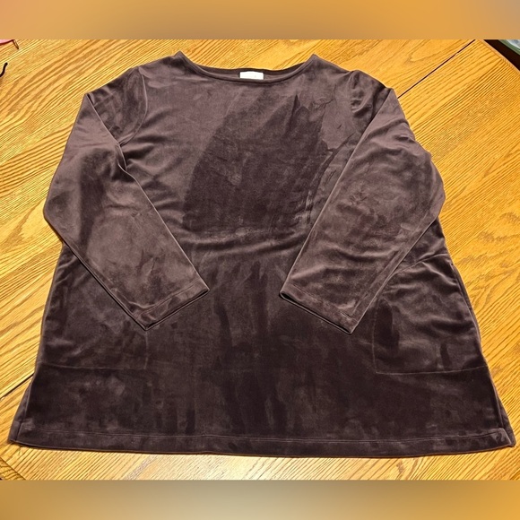 purejill Tops - j jill pure jill Plush Velour Tunic Top with Pockets DEEP PLUM~ XL